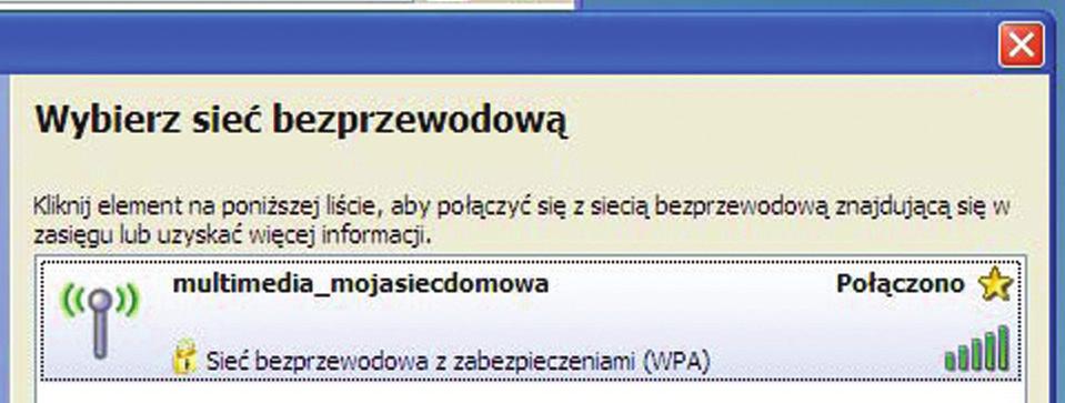 Krok 6: Kliknij OK w oknie Właściwości Sieci bezprzewodowe, na liście sieci preferowanych powinna pojawić się skonfigurowana sieć bezprzewodowa o nazwie, która została podana w poprzednim kroku w