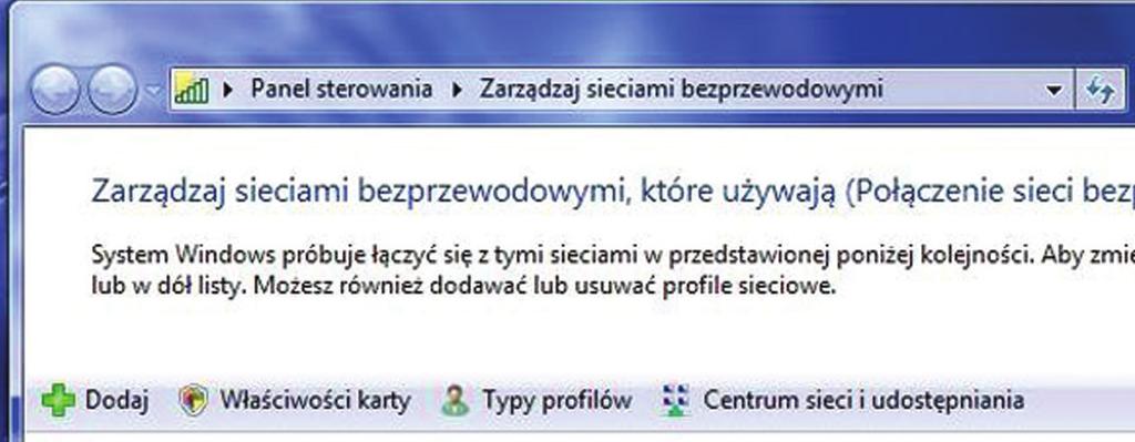 udostępniania, otworzy się okno konfiguracji połączeń