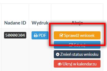 Po kliknięciu ukaże się widok służący do merytorycznego sprawdzenia wniosku turniejowego: System automatycznie wyszukuje, czy sędziowie wybrani we wniosku sędziowali u tego samego organizatora na