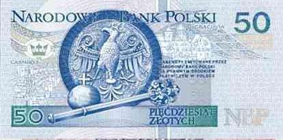 Rewers banknotu W centralnej części wizerunek orła z pieczęci majestatycznej Kazimierza III Wielkiego,