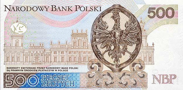 Rewers banknotu Wizerunek Orła Białego za panowania Jana