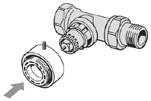 Danfoss RA oraz zaworów z połączeniami M30x1,5 (014G0002), dwoma bateriami alkalicznymi AA oraz kluczem imbusowym 2 mm.