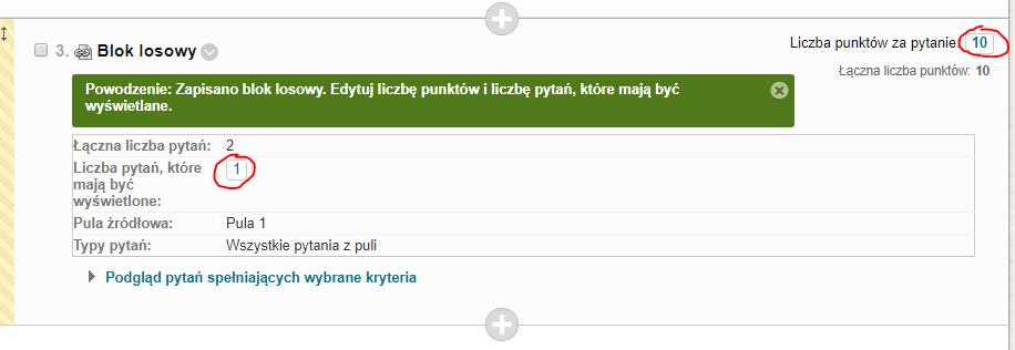 pytań ma być losowane oraz ile