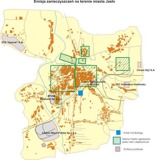 Na terenie miasta Jasło znaczne ilości PM1 emitowane są także przez sektor komunalnobytowy, z którego pochodzą również duże ilości benzo(a)pirenu.