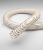 Ścianka węża: 100% poliuretan poliestrowy (W porównaniu do poliuretanu polieterowego odporność na ścieranie jest większa o 30% wg DIN 53516). Grubość ścianki między spiralami (0,8-0,9 mm).