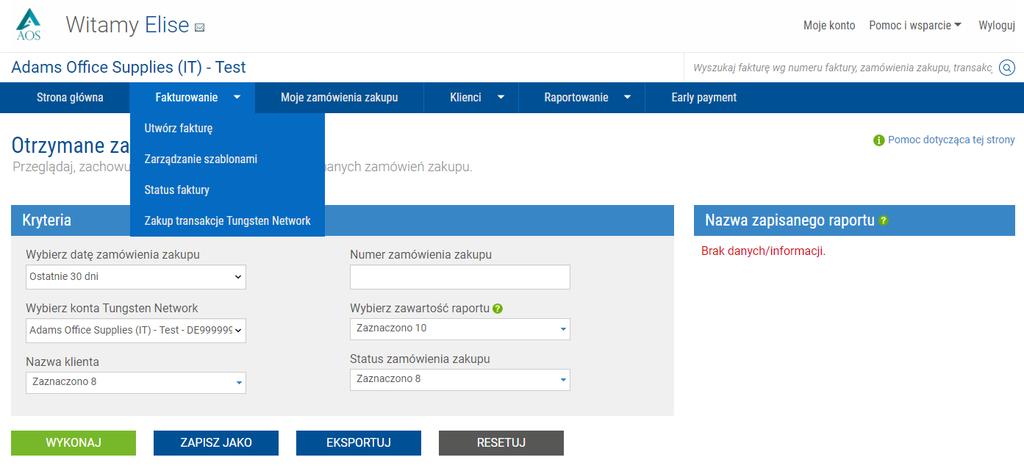 Jeśli Twój klient nie korzysta z usług dot. zamówień zakupu, wówczas musisz tworzyć faktury na stronie Utwórz fakturę" w zakładce Fakturowanie". Więcej informacji na temat usług dot.