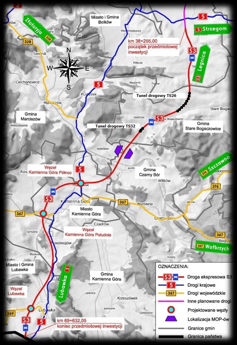 Tunele drogowe w ciągu drogi S3 Bolków granica państwa: Tunele drogowe : długości: TS 26 ok. 2 300 m TS 32 ok.