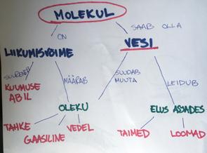 Tegevuse teaduslik pool: Molekul on aine väikseim ühik, millel on kõik selle aine omadused. Kuuma vee molekulid liiguvad kiiremini kui külma vee molekulid.