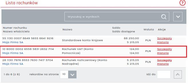 ZMIANY W BANKOWOŚCI ELEKTRONICZNEJ Lista rachunków Rachunek VAT widoczny będzie na liście rachunków w bankowości elektronicznej W szczegółach rachunku