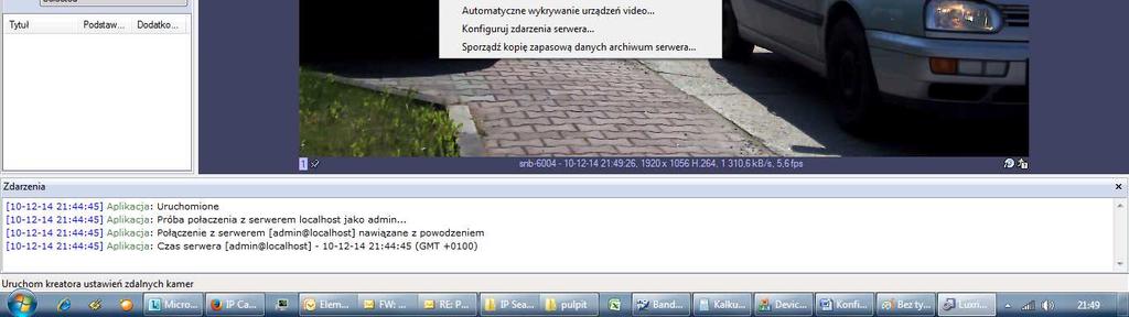 Uruchomić aplikację kliencką i połączyć się z serwerem Luxriot VMS, do którego chcemy dodać kamerę ADEMCO jako admin. 2.