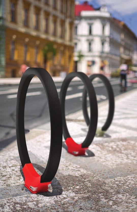 gomez NEW 2018 Stojak o minimalistycznej, okrągłej formie tworzący niezwykły profil. Składa się z dwóch materiałów: od wewnątrz ze stali ocynkowanej, z zewnątrz z powłoki z wytrzymałej gumy.