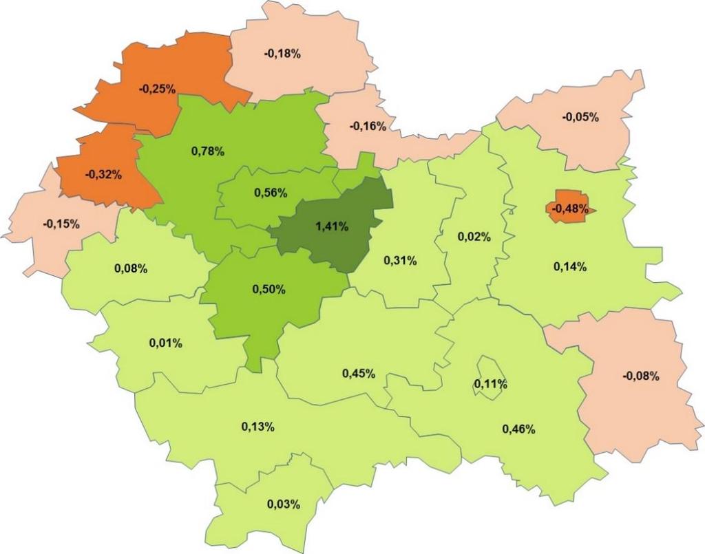 Na koniec 2016 roku liczba ludności wzrosła do 3 382,3 tys.