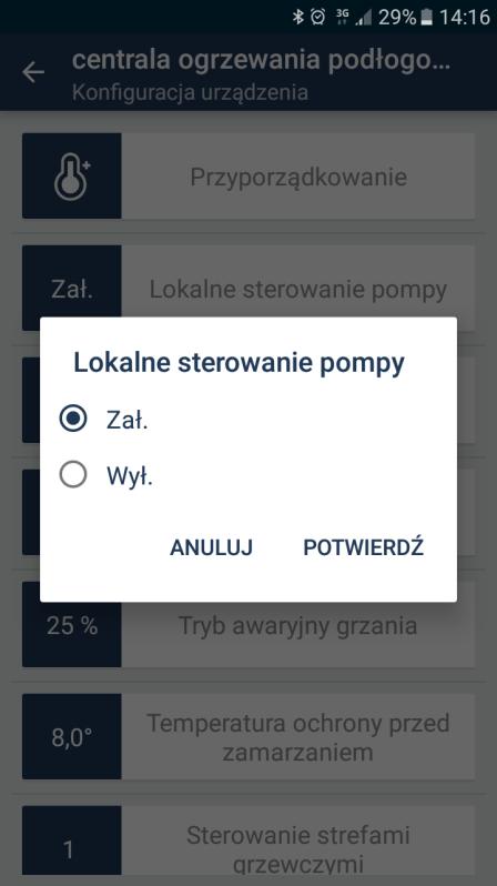 należy w aplikacji, w konfiguracji Centralki zmienić ustawienia "Lokalne sterowanie