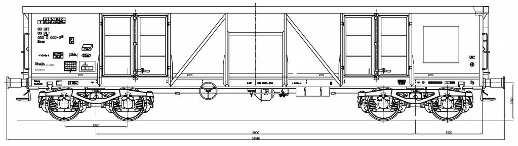 Kolejowi.pl 03.06.2015r. DSU412W/1 5 3. Dane techniczne wagonów towarowych węglarek Wagon Eaos 412W Rys. 1. Rysunek poglądowy Wagon węglarka serii Eaos typu 412W 1.