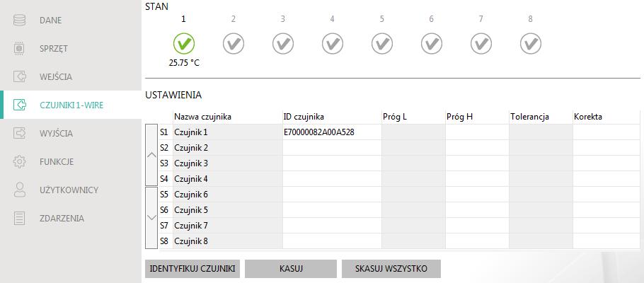 SATEL GPRS-A 27 Jeżeli chcesz, żeby naruszenie wejścia / przekroczenie progu na wejściu blokowało inne wejście modułu, zaznacz pole na przecięciu odpowiedniego wiersza i kolumny. 6.