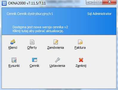 Aktualizacja cennika Program automatycznie sprawdza czy ma zainstalowany najnowszy cennik, więc tuż po instalacji możecie Państwo otrzymać informację o dostępnej najnowszej wersji cennika.