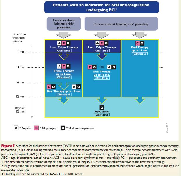 DAPT i leczenie przeciwkrzepliwe Terapia potrójna (ASA + klopidogrel +OAC) po implantacji stentu przez 1 miesiąc.