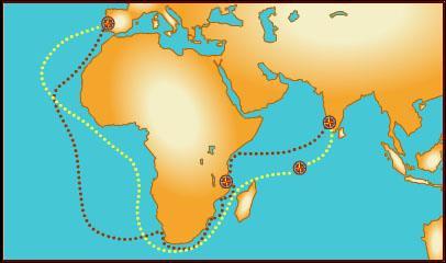 Vasco da Gama znajduje drogę do Indii W 1497 Vasco Da Gama wyruszył w podróż czterema statkami z Portugalii, która w tych czasach była potęgą morską (mektig sjønasjon).