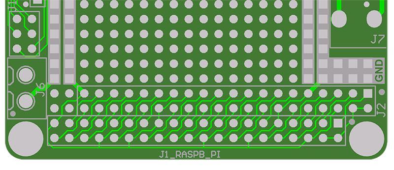 Rysunek 6. Wyprowadzenie kontaktów GPIO do pól testowych Rysunek 7.