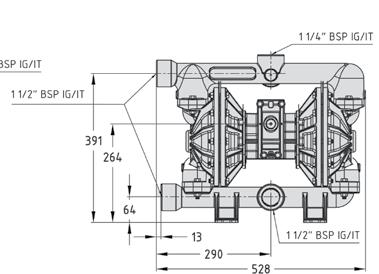 1 1/2 METALOWE wydajność maksymalna 435 l/min = 261 m 3 /h wydajność nominalna 29 l/min = 174 m 3 /h 67 m