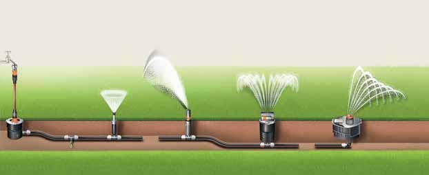 systemu na mróz Możliwość automatycznego sterowania 1 1 2 3 Zraszacze wynurzalne Do nawadniania małych i dużych obszarów ogrodu; wyjątkowe funkcje ułatwiają obsługę.