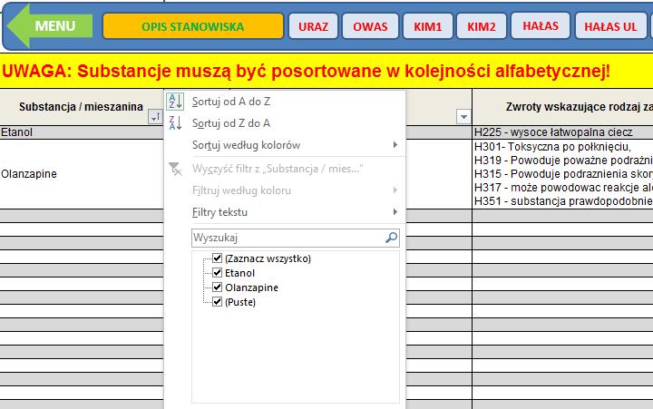 określić zasady bezpiecznego stosowania Tutaj należy wpisać wartości NDS, NDSCh, NDSP Tutaj należy wpisać nazwę substancji chemicznej Tutaj należy wpisać