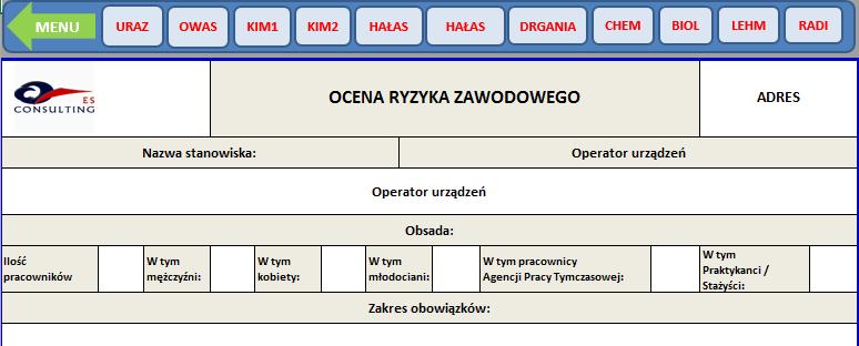 wypełnianiu pól w arkuszach liczących ryzyko. Arkusze te posiadają wybieralne pola, które korzystają z zawartych w listach kontrolnych zestawów danych. 8.