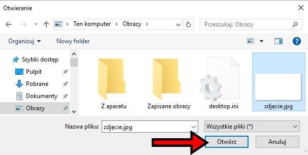 Wybieramy konkretny plik i zatwierdzamy wybór klawiszem [Otwórz].