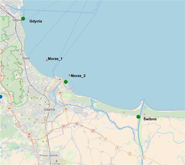 Z obszaru Zatoki Gdańskiej brak jest bezpośrednich danych pochodzących z pomiarów meteorologicznych, stąd też dla uzyskania informacji o przebiegu zmian warunków wiatrowych znad powierzchni otwartego