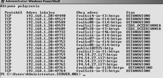 Zadanie 26. Wynik działania którego polecenia systemu Windows przedstawia rysunek? A. netstat B. tracert C. ipconfig D. msconfig Zadanie 27. Wynikiem wykonania polecenia arp -a 19