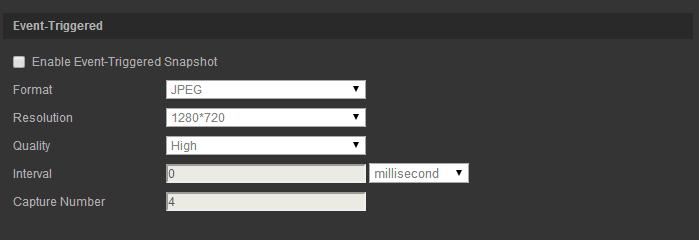 Aby skonfigurować zrzuty obrazu wyzwalane zdarzeniami: 1. Kliknij opcję Configuration > Storage > Snapshot (Konfiguracja > Pamięć > Zrzut obrazu). 2.