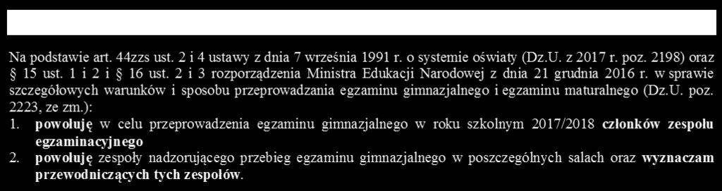 POWOŁANIE I PRZESZKOLENIE CZŁONKÓW ZE zał. 5a Podpis oznacza m.in.