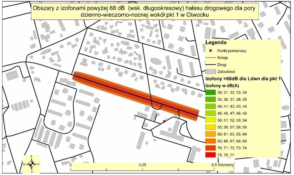 dzienno-wieczorno-nocnej wokół punktu 1 w Otwocku