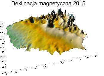 pomiary deklinacji magnetycznej na około 3 500 punktach wykonano w latach 1955-1959: - punkty stabilizowane palikiem drewnianym, rozmieszczone równomiernie na terenie kraju i zagęszczone w terenie