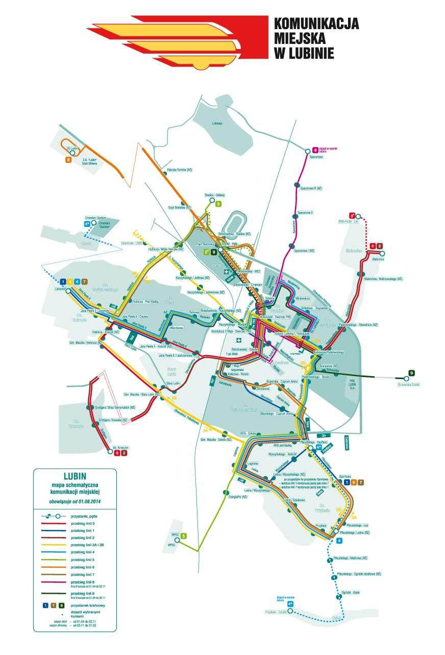 Rys. 2 Schemat linii komunikacji miejskiej w Lubinie według