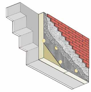 Dopasowane elementy są nakładane na ścianę nośną lub na starą ścianę zewnętrzną w celu uzyskania optymalnej izolacji termicznej.