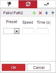 28 Rysunek 4 9 Dodawanie ustawień wstępnych 4. Skonfiguruj numer ustawienia wstępnego, czas i szybkość patrolowania.