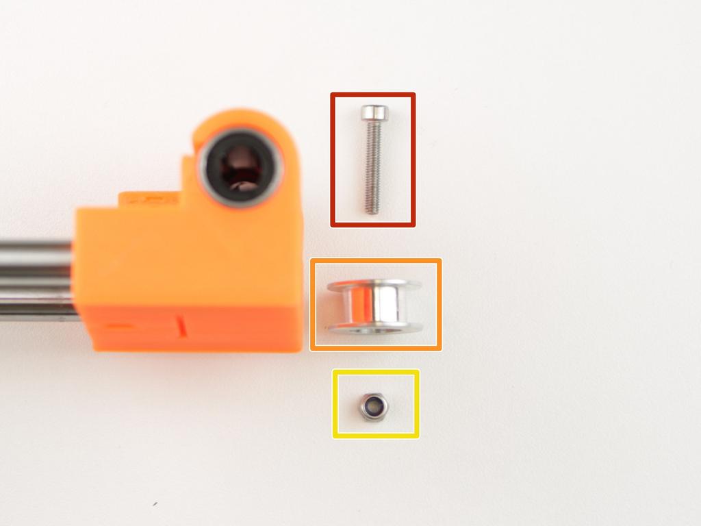 Step 10 Przygotowanie rolki napinającej paska na osi X Śruba M3x18 Rolka napinająca z łożyskiem 623h