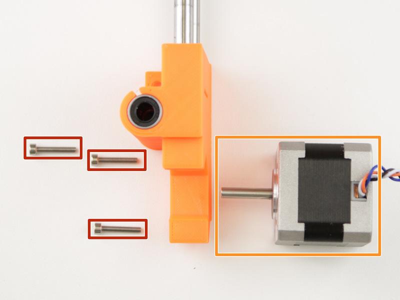 Step 12 Montaż silnika osi X Śruba M3x18 Silnik osi X (większy) Silnik należy przymocować