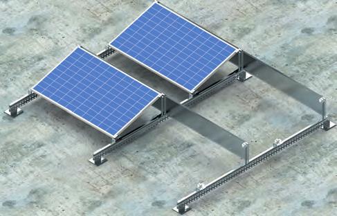 na dachach płaskich Konstrukcja DP-MHKE paneli w układzie horyzontalnym pod kątem 5, 10,15 i 20. (maksymalne obciążenie modułu wynosi 550 kg/m²).