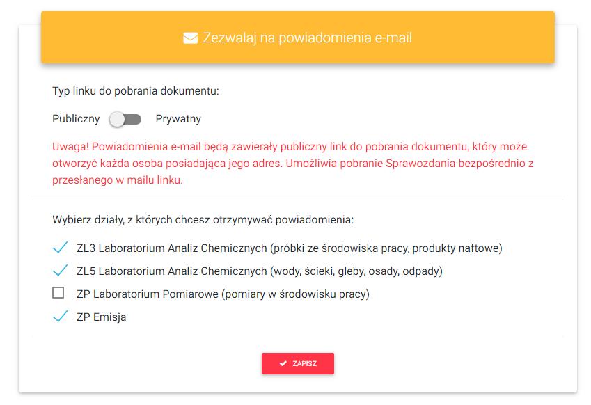 Z tego poziomu użytkownik może dokonać zmiany hasła wciskając przycisk Zmień hasło czy też zmienić swój adres e-mail wciskając przycisk Zmień adres e-mail.