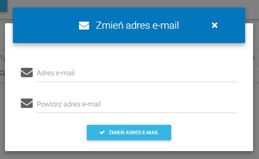 Pozwala użytkownikowi na zmianę adresu e-mail na platformie.