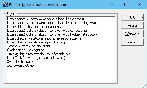 Wybieramy Zestawienie aparatów i <OK>.