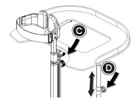 - Zamontować rurkę stolika z górnym mocowaniem na ramie i dokręcić załączonymi śrubami.