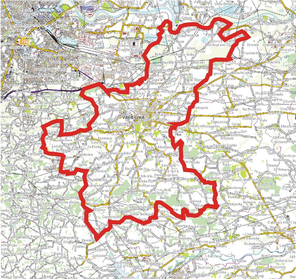 Program usuwania wyrobów zawierających azbest z terenu gminy Wieliczka Źródło: maps.geoportal.gov.pl Rys 1. Mapa gminy Wieliczka 1.3.