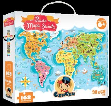 elementy Puzzle Mapa świata dla dzieci 6+ Cena detaliczna: 69,90 zł Wymiar