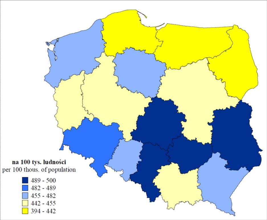 przeprowadzono w oparciu o standaryzowane współczynniki zgonów. Do ich obliczeń przyjęto opracowaną przy uwzględnieniu wyników spisu ludności z 2011 r.