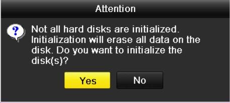 12.1 Inicjalizacja dysków twardych Cel: Nowo zainstalowany dysk twardy (Hard Disk Drive HDD) należy zainicjalizować, zanim będzie można go używać w rejestratorze NVR.