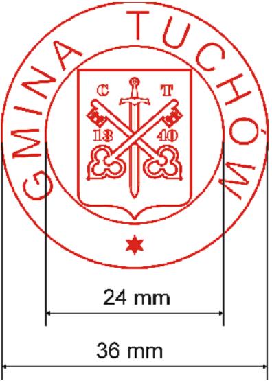 otoku Gmina Tuchów. 2. Pieczęci, jej wymiary i poszczególne elementy przedstawia wzór nr 7. Wzór nr 7 11. Pieczęć herbowa Rady Miejskiej w Tuchowie 1.