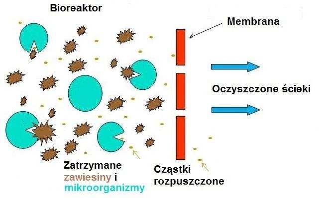 MBR Membrany stanowią fizyczną barierę dla zawiesin i